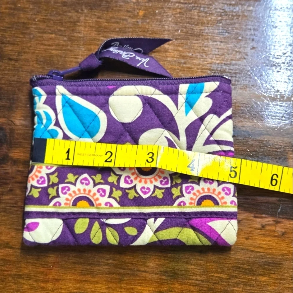 Vera Bradley Plum Crazy Coin Purse Retired Cotton Quilted Zippered Bag